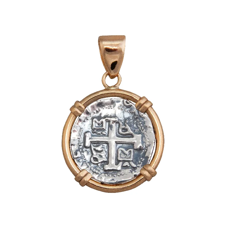 Sterling Silver and Alchemia Reversible Replica Treasure Coin Prong Pendant