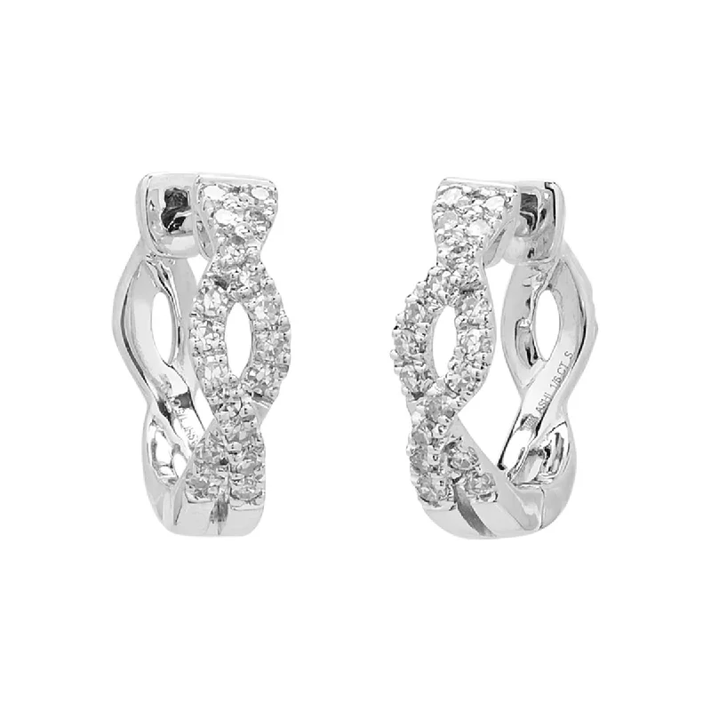 Diamond Huggie Hoop Earrings in 10kt White Gold (1/7ct tw)