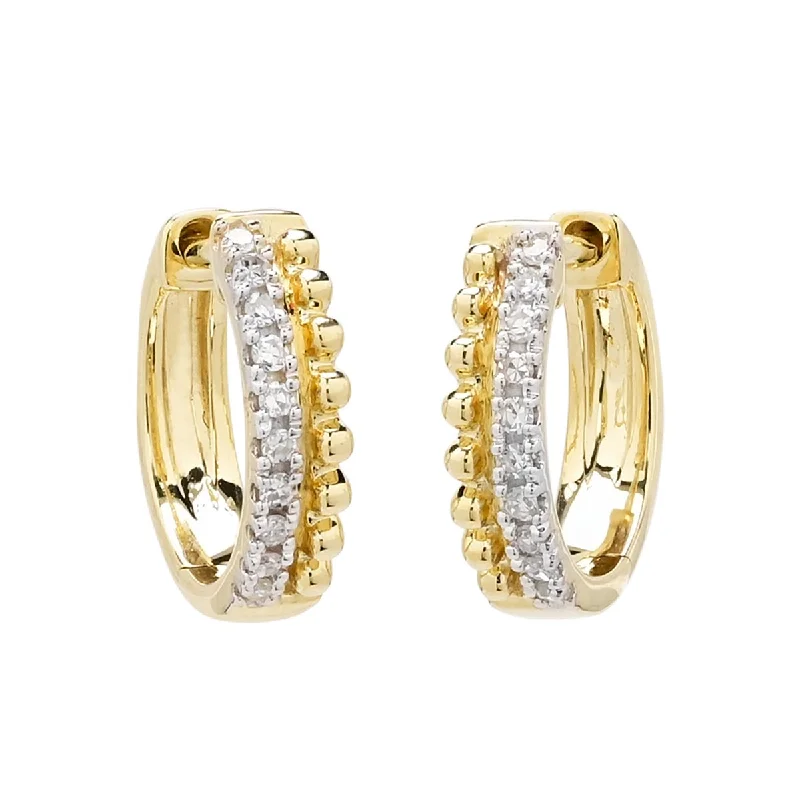 Diamond Huggie Hoop Earrings in 10kt Yellow Gold (1/10ct tw)