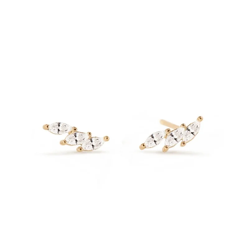 Tiny Marquise Curve Studs