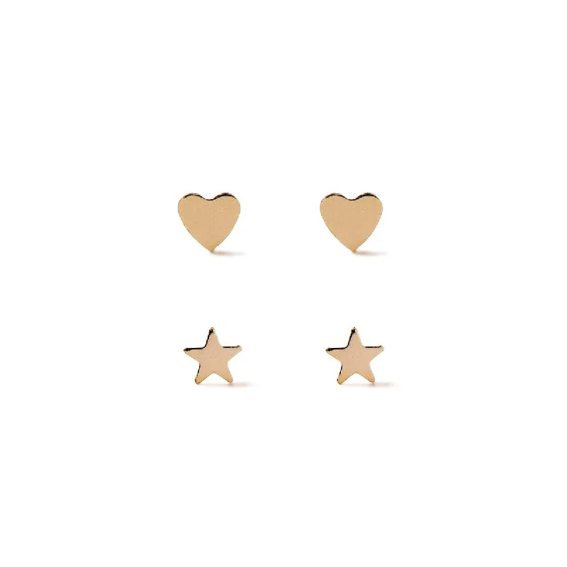 Tiny Star + Heart Studs Set