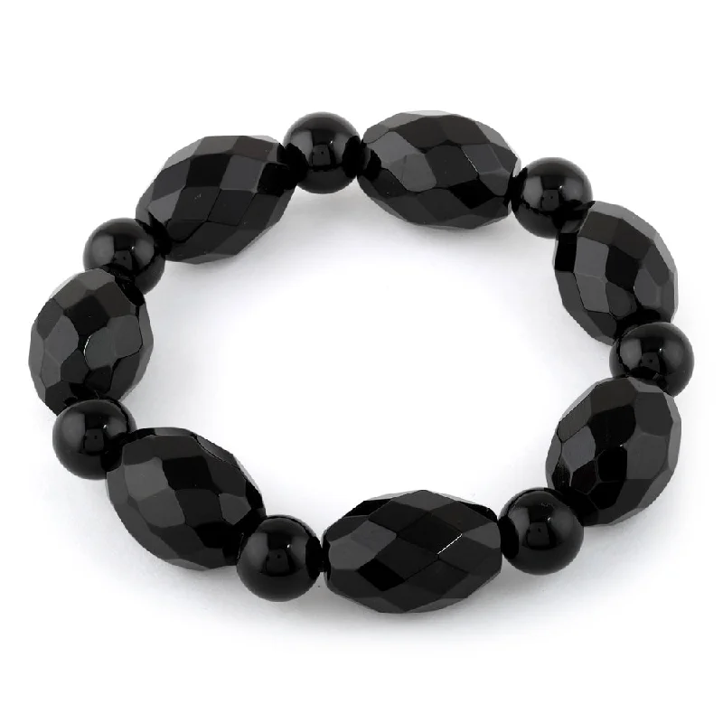 Black Agate Faceted Gemstone Bracelet