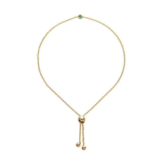 Emerald Bezel 14K Yellow Gold Bolo Bracelet