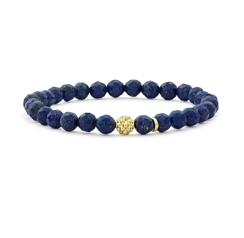 LAGOS Caviar Icon Lapis Gold Station Bead Bracelet