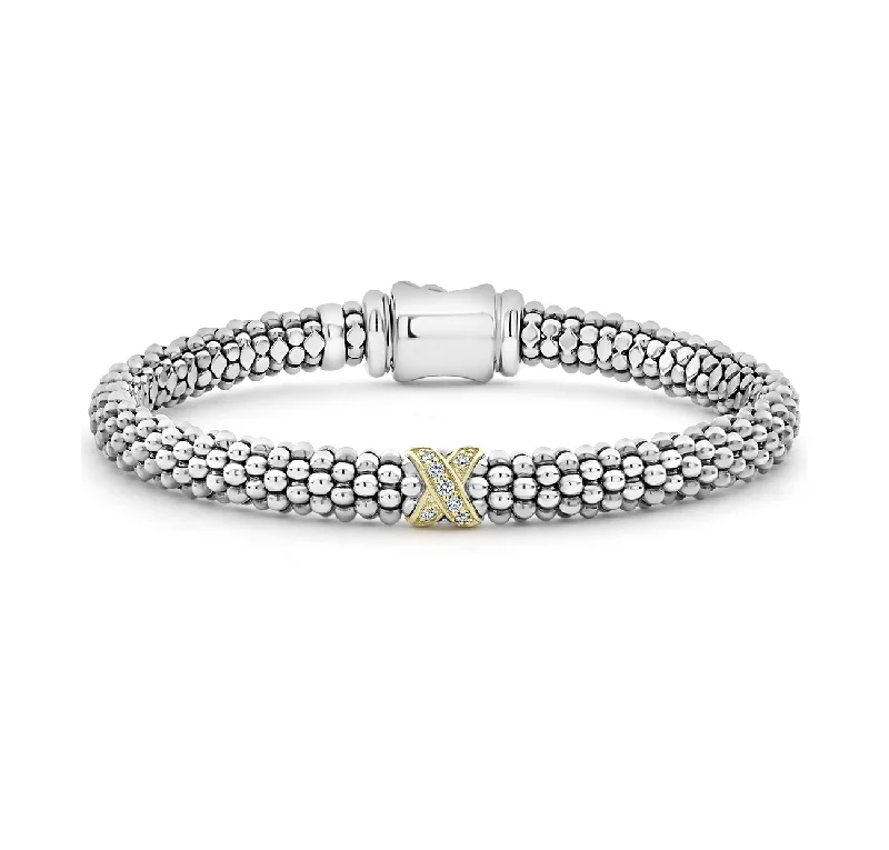 LAGOS Caviar Lux Single Station X Two Tone Diamond Bracelet